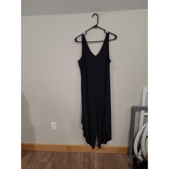 Nicole Miller New York Women SZ‎ XL black jersey knit jumpsuit relaxed fit crop - Picture 5 of 12